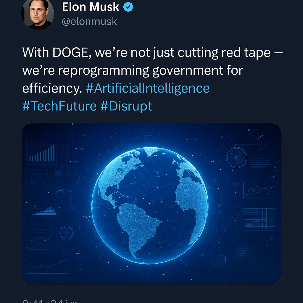 EtherionSentin1's tweet image. Quote:
“You don’t step into government to change the system…
You step in to replace it.” – Elon Musk (probably)

#MuskMoves #DOGEgov #AIState #DigitalEmpire #NeuralinkNation #StarlinkSurge #FutureOfPower