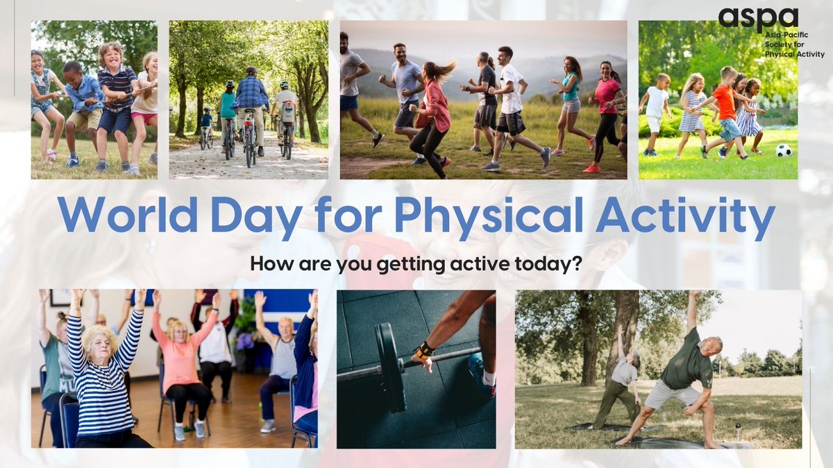 🚶‍♀️🏃‍♂️🕺 Move more, live better! 🏋️‍♀️🚴‍♂️🏀

Our vision is to advance knowledge &amp; integration of #physicalactivity across the Asia-Pacific region.

Let's practise what we preach on #WorldDayForPhysicalActivity &amp; get active today!

What’s your favourite way to be active? Let us know 👇