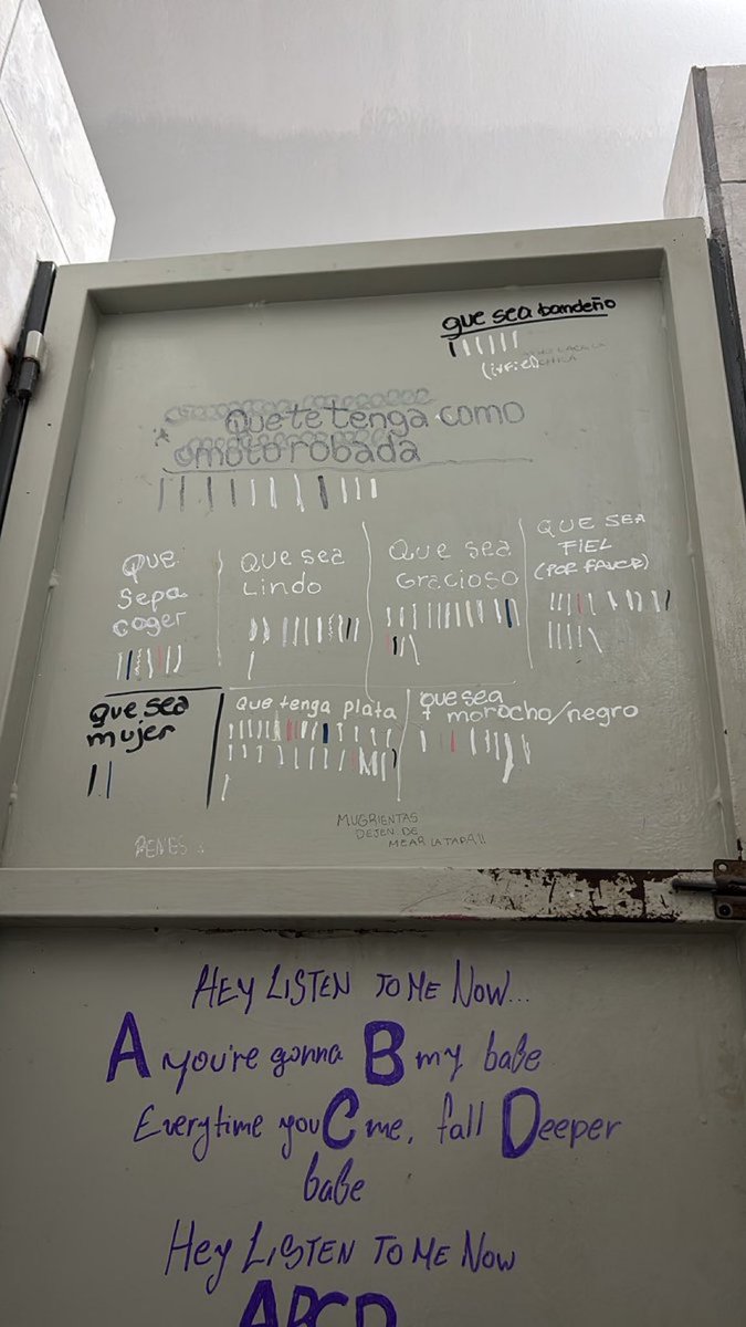porqueTTarg's tweet photo. "Que tenga..."

Por estas pintadas en un baño de una facultad argentina, donde eligieron qué priorizan a la hora de buscar un hombre. https://t.co/F4DS4TrJae