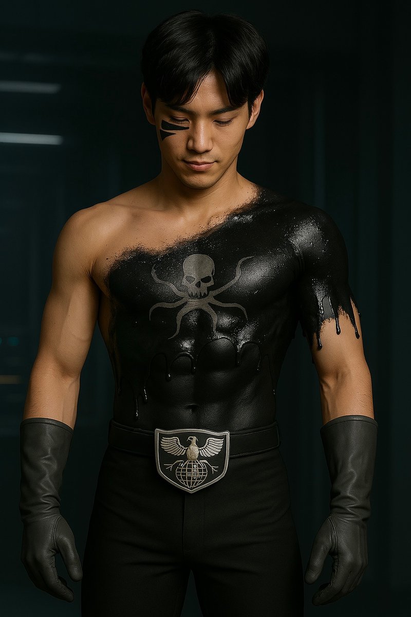 AIcombatant's tweet photo. 「へぇ……これが“戦闘員”ってやつか……ハハッ、悪くねぇな。」

黒いスーツが全身に馴染み、ドクロと触手の紋章が胸に浮かぶ。
もう、あの頃みたいに正義だの平和だの…語る気も起きねぇ。

「こんなに身体が軽いなんてな。
あのダッセェヒーロースーツより、よっぽど似合ってんだろ？」

口元に薄い笑みを浮かべながら、
グローブの指先をひとつずつ、ゆっくりと締める。

「さあ、“命令”くれよ。
街でも仲間でも、ぶっ潰してきてやるよ──戦闘員986号、出撃だ。」

#戦闘員986号 #完全堕ち #ヒーロー崩壊 #敵側の快楽 #変身完了 #忠誠の証 #戦闘員化 #黒いスーツの男 #ダークヒーロー #ショッカー風

⸻

“So this is what it feels like to be a combatant… Heh, I could get used to this.”

The black suit clings like a second skin,
the skull-and-tentacle emblem burning proudly across his chest.

“Light, strong, clean.
Way better than that cheap-ass hero costume I used to wear.”

He flexes his fingers, pulling the gloves tight with a grin.

“C’mon.
Give me my damn orders.
I’ll crush anyone—heroes, civilians, doesn’t matter.”

Combatant No.986… ready for war.

#Combatant986 #FullyConverted #FallenHero #DarkPleasure #BlackSuitPower #VillainLoyalty #ShockerInspired #AntiHero #CombatantCreation #OriginalCharacter