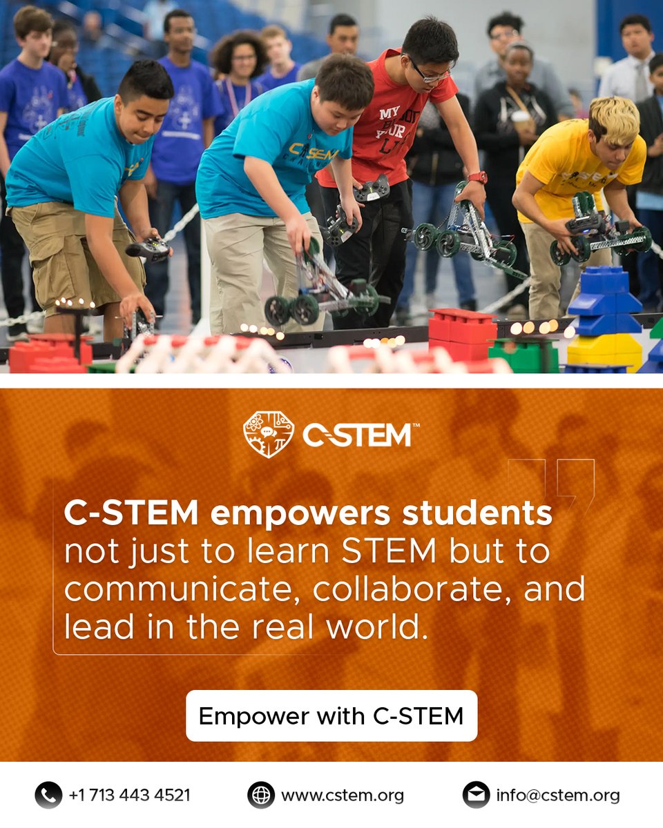 C-STEM goes beyond STEM 📚
Students learn to lead, collaborate &amp; communicate—while building robots &amp; real-world skills ⚙️🚀
Empower the next generation → cstem.org
#CSTEM #STEMeducation #YouthEmpowerment #Robotics #FutureLeaders