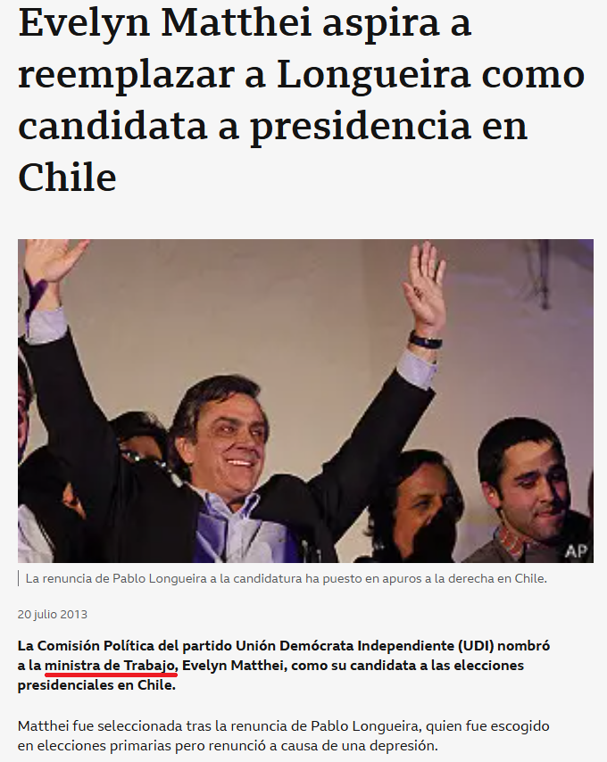 Uno entiende que en estos días la falta de memoria y conveniencia política campeen en la política chilena. Pero ser cara de palo de esta manera es mucho.

EL 2013 <a href="/evelynmatthei/">Evelyn Matthei</a> fue proclamada por la UDI siendo Ministra del Trabajo. Ella renunció a su cargo 4 días después.