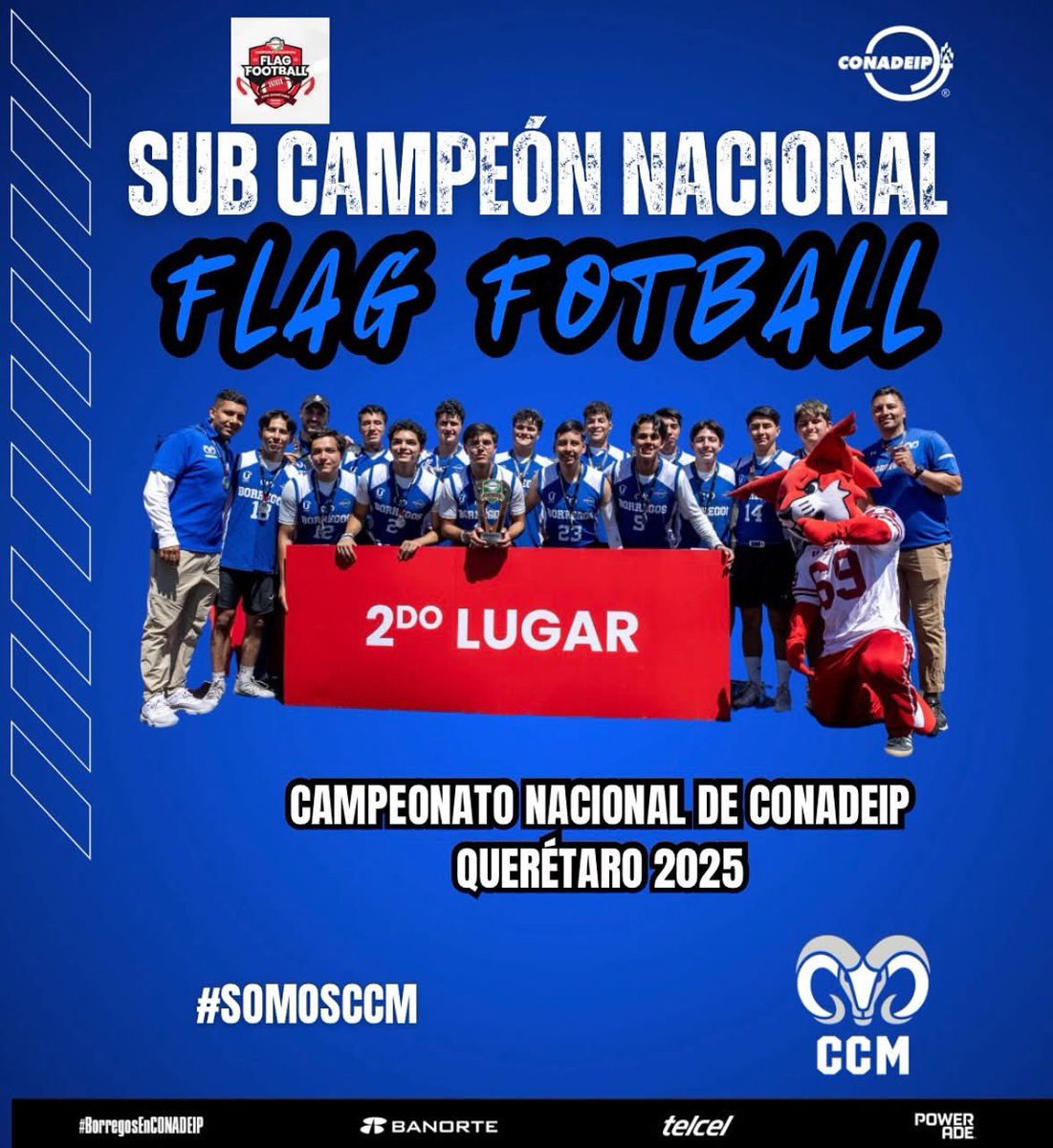 Borregos CCM (@ccm_borregos) on Twitter photo ¡Somos subcampeones nacionales!
Borregos CCM muchas felicidades por este buen resultado en el campeonato nacional de CONADEIP 💙🐏🏈🥈
<a href="/CONADEIPmx/">CONADEIP México</a>
<a href="/Tec_CCM/">Tec Ciudad de México</a>
#somosccm #somosborregos #ydaleteccuidad ¡Somos subcampeones nacionales!
Borregos CCM muchas felicidades por este buen resultado en el campeonato nacional de CONADEIP 💙🐏🏈🥈
<a href="/CONADEIPmx/">CONADEIP México</a>
<a href="/Tec_CCM/">Tec Ciudad de México</a>
#somosccm #somosborregos #ydaleteccuidad