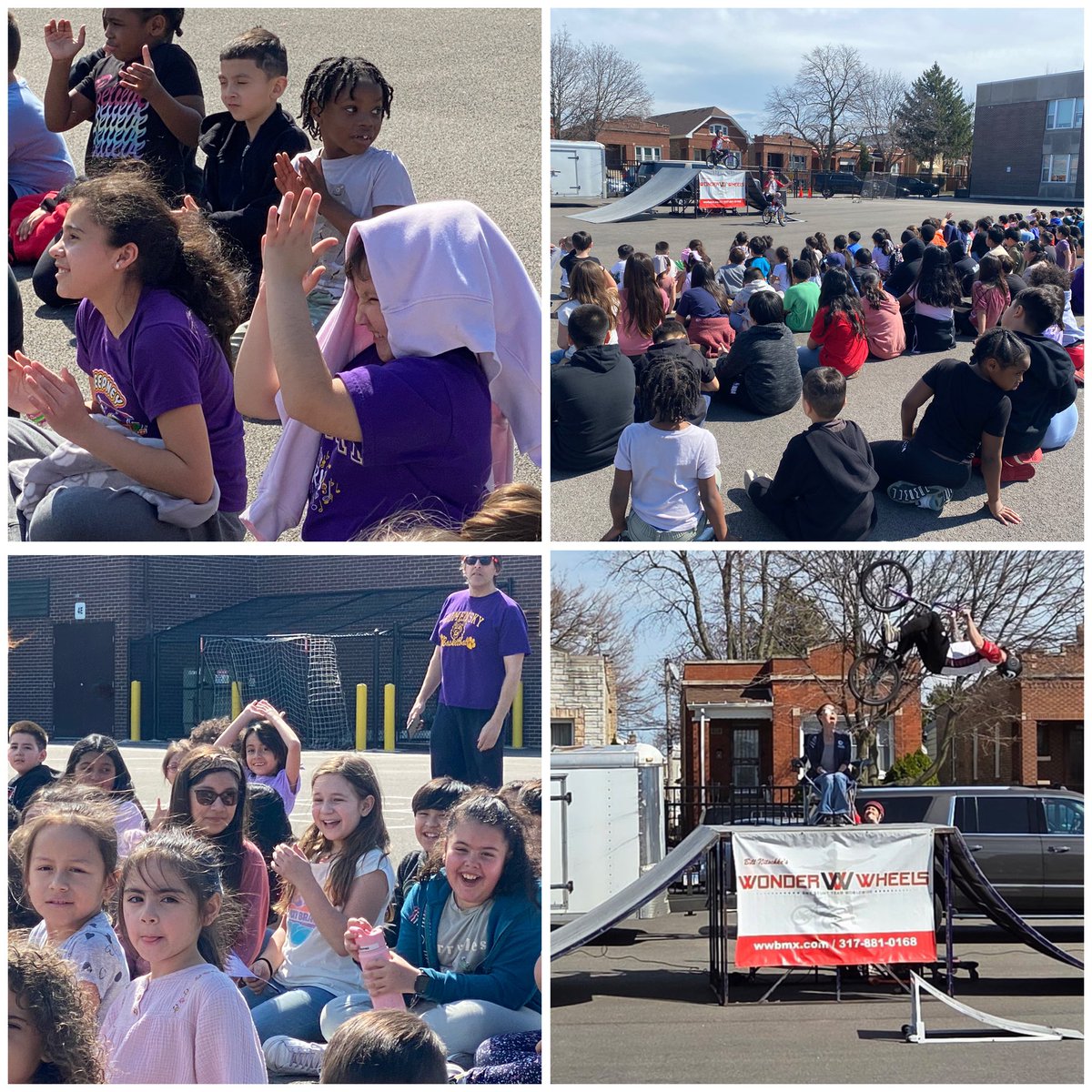 PBIS and Wonder Wherls BMx gave us an exciting show before spring break. We start back on Monday with their message to never give up even when we are challenged! #TogetherAsOne