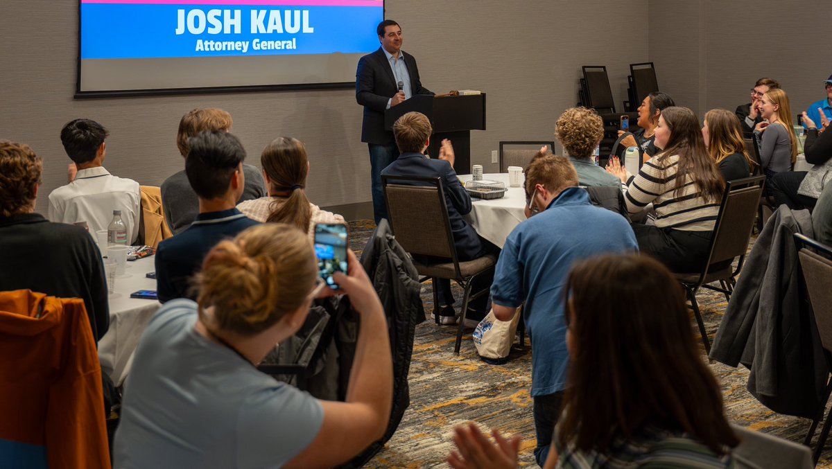 JoshKaulWI's tweet image. Stopped by a very energized @CollegeDemsWI convention today. Great discussion!