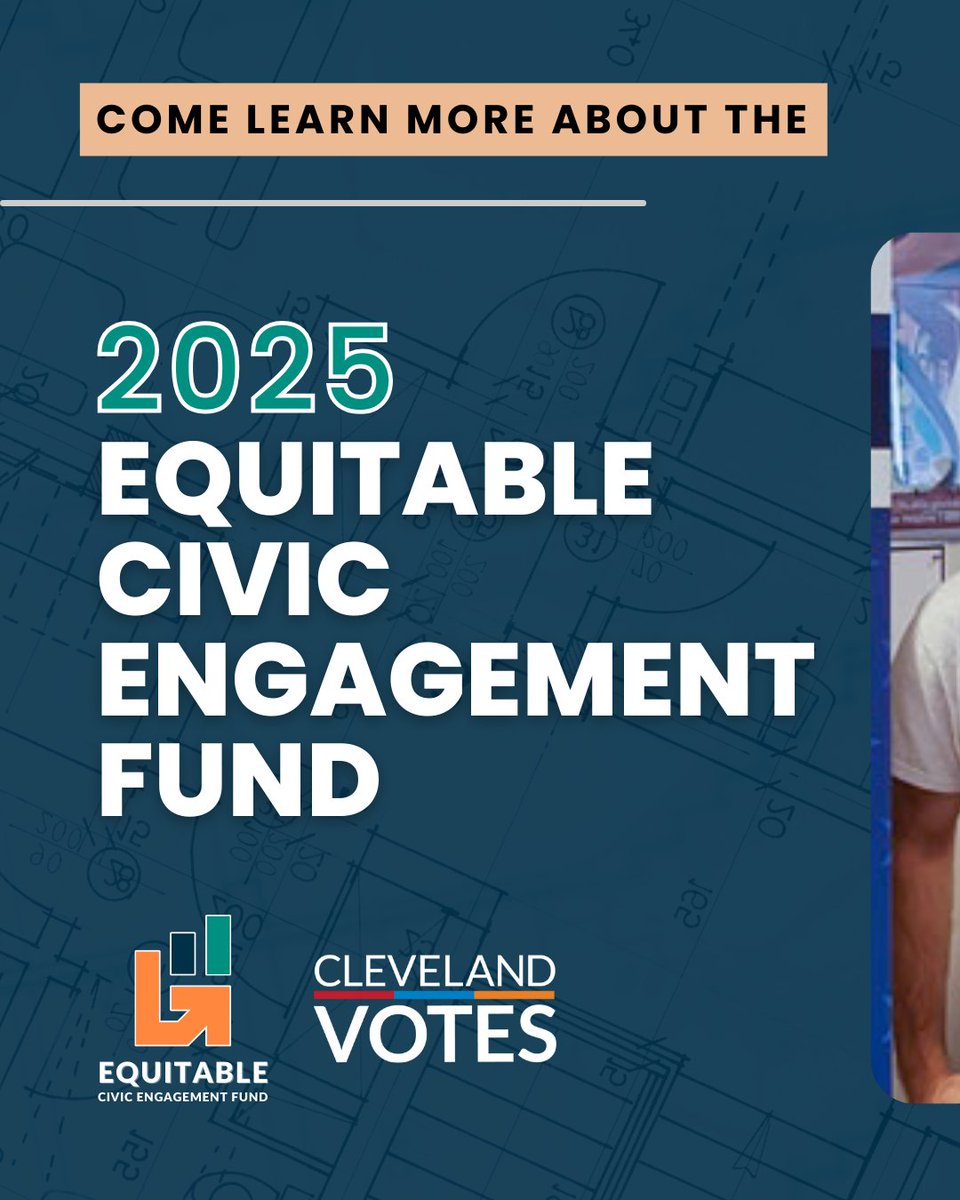 CLEVotes's tweet image. 📣 Are you a nonprofit working to build civic power in Cleveland? Meet the Cleveland VOTES team at our first #ECEF info session on April 16 from 10–11AM to learn about the fund and how to apply!

✅Register: bit.ly/ECEFINFO2025
❓Questions:  Email grants@clevotes.com