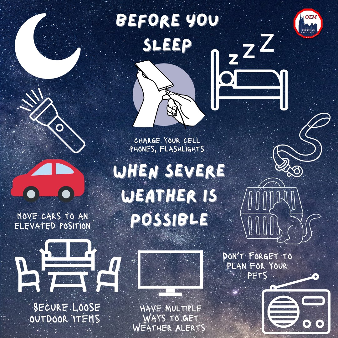 🌩️ Severe weather alert! 🌪️ Before you head to bed tonight, make sure you’re prepared: 🔹 Secure loose objects outside 🔹 Check your emergency kit🔹 Stay updated on weather warnings 🔹 Charge your phone for alerts Stay safe, informed, and be ready! 🌧️ #SevereWeather
