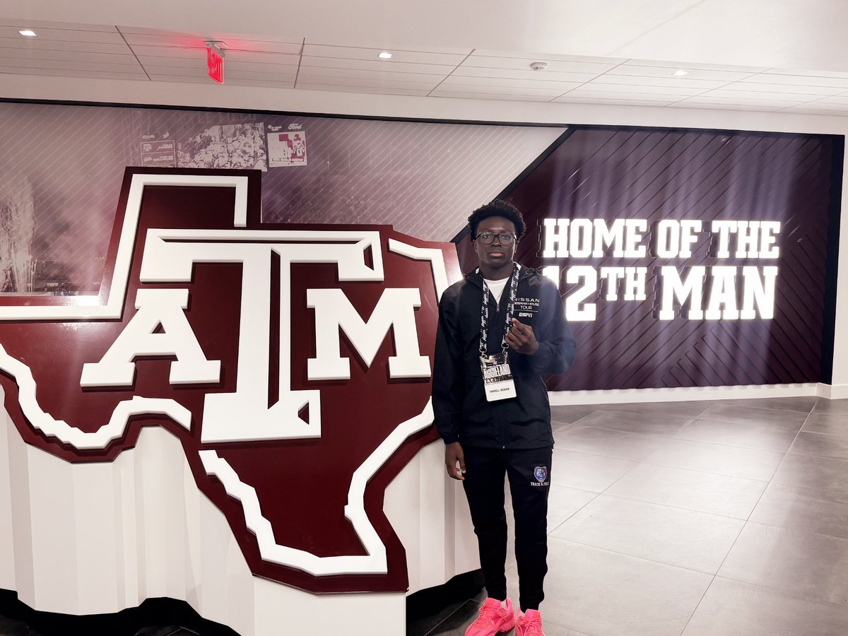Darnell Jackson Jr (@darnell2jackson) on Twitter photo Had a great time visiting <a href="/AggieFootball/">Texas A&M Football</a> and attending spring practice today! Thank you <a href="/HolmonWiggins/">Holmon Wiggins</a> for the insight! Looking forward to returning soon! <a href="/CoachMikeElko/">Coach Mike Elko</a> #GigEm
<a href="/GOaksFootball/">Grand Oaks Football</a> <a href="/coach_mcdowell/">Shaun McDowell</a>
<a href="/CoachBirdSays/">Coach Bird</a> <a href="/jjholden17/">Jāydēn</a>
<a href="/jarrettbailey12/">Jb⁶𓅓</a> <a href="/RareHouston7s/">Rare Houston</a> Had a great time visiting <a href="/AggieFootball/">Texas A&M Football</a> and attending spring practice today! Thank you <a href="/HolmonWiggins/">Holmon Wiggins</a> for the insight! Looking forward to returning soon! <a href="/CoachMikeElko/">Coach Mike Elko</a> #GigEm
<a href="/GOaksFootball/">Grand Oaks Football</a> <a href="/coach_mcdowell/">Shaun McDowell</a>
<a href="/CoachBirdSays/">Coach Bird</a> <a href="/jjholden17/">Jāydēn</a>
<a href="/jarrettbailey12/">Jb⁶𓅓</a> <a href="/RareHouston7s/">Rare Houston</a>