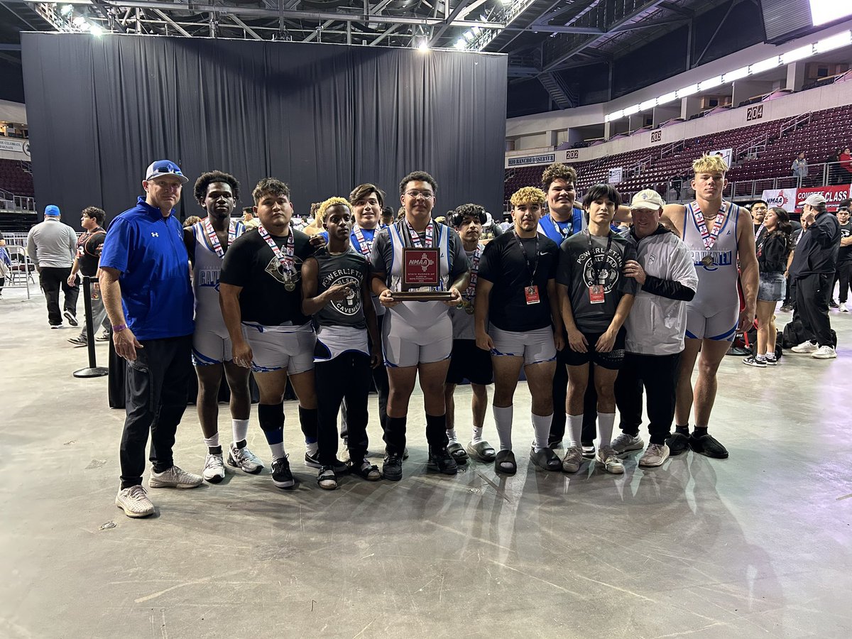 Boys turn….Inaugural season for the Cbad powerlifting team to take a 2nd place finish at the state meet. It’s good to be a Caveman!  Oh, and like the girls, EVERY boy you see is a multi-sport athlete! #recruitthecave  #cve  #brotherhood