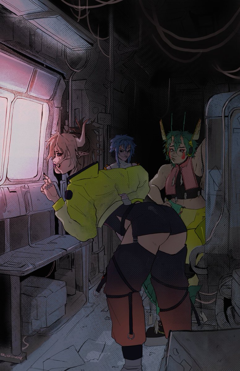 my piece for the <a href="/aoazine/">Anthology of Artists Zine</a> 🖤 was much fun to try out a more detailed piece with my oc's and im so happy to have been part of the project! (-: