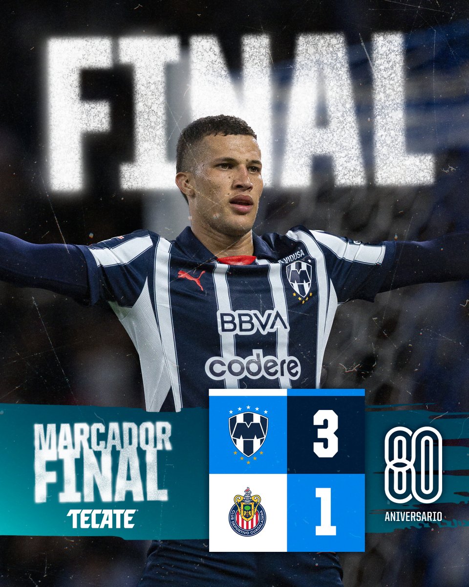 Rayados (@rayados) on Twitter photo 90' ⏱️| Monterrey 🤠 3-1 🐐 Chivas |
¡FINAAAAAAL DEL PARTIDOOOO! ¡HOY CON TU APOYO, GANÓ EL CLUB DE FUTBOL MONTERREY! 💙🗣️
<a href="/CervezaTecate/">Cerveza Tecate</a> 90' ⏱️| Monterrey 🤠 3-1 🐐 Chivas |
¡FINAAAAAAL DEL PARTIDOOOO! ¡HOY CON TU APOYO, GANÓ EL CLUB DE FUTBOL MONTERREY! 💙🗣️
<a href="/CervezaTecate/">Cerveza Tecate</a>