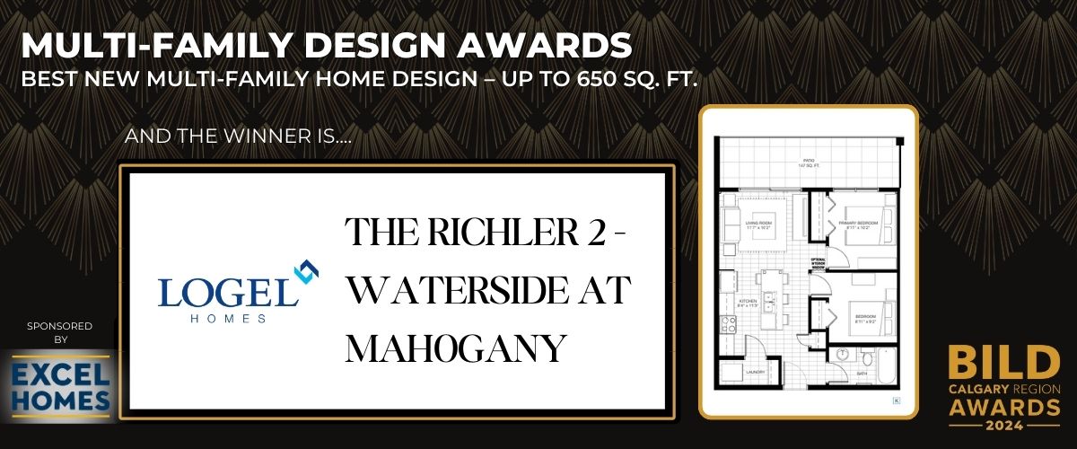 🏢 Multi-Family Design Awards – up to 650 sq. ft. – Small spaces, big impact! Congrats to Logel Homes for their brilliant design of The Richler 2 - Waterside at Mahogany! Thank you, Excel Homes, for your support! | #BCRA2024