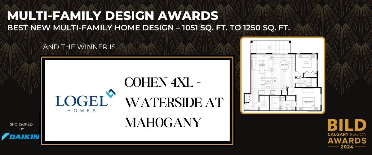 🏠 Multi-Family Design Awards – 1,051 to 1,250 sq. ft. – Recognizing excellence in multi-family home design! Congratulations to Logel Homes for Cohen 4XL - Waterside at Mahogany! Thanks to Daikin Comfort Technologies! | #BCRA2024