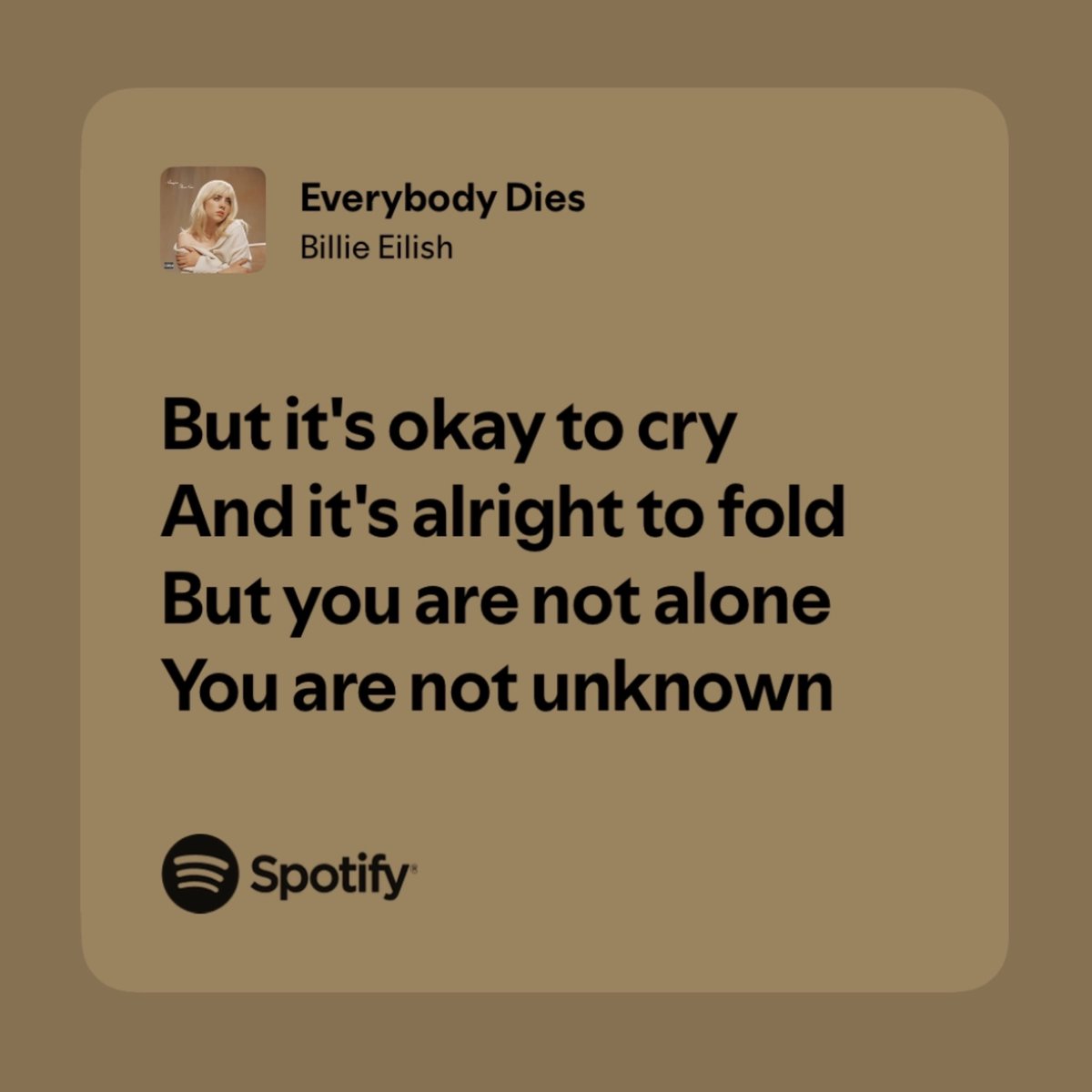BillieSpotify_'s tweet photo. Everybody Dies the hit that you are https://t.co/XRyhWxwL0n