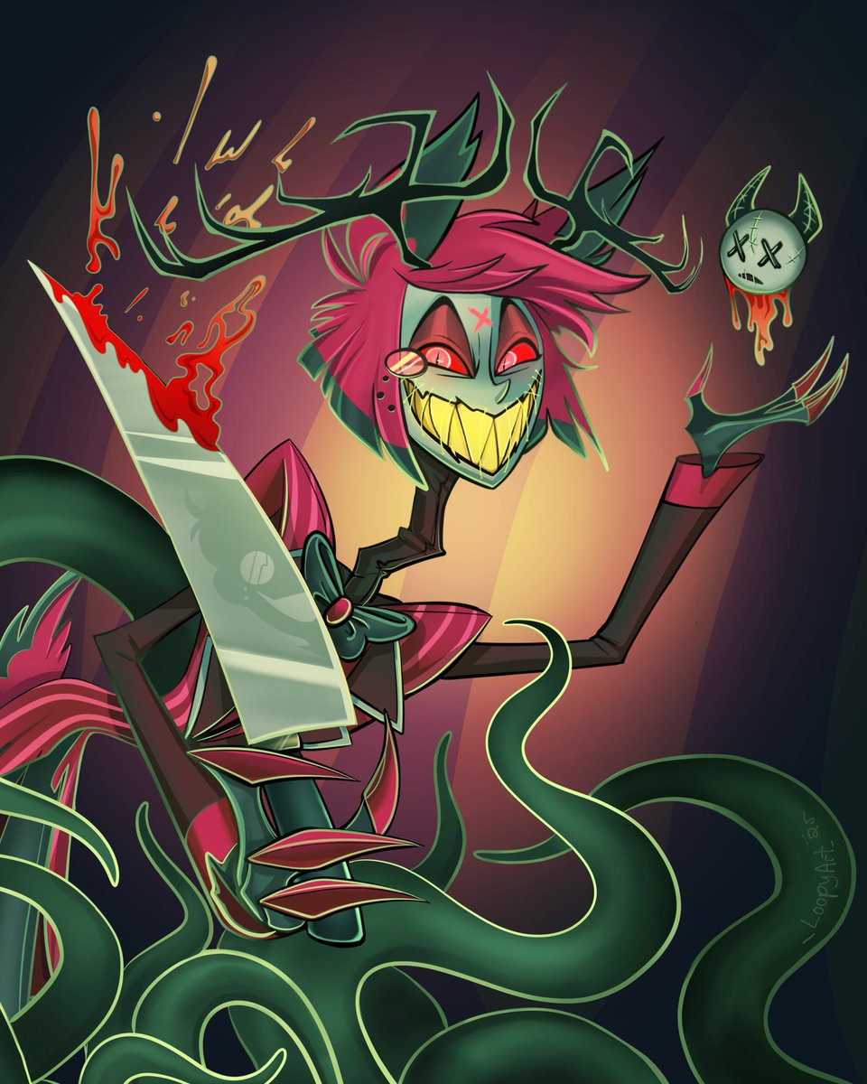_loopyart_'s tweet photo. You know what they say about old habits… 🔪 ✨ #hazbinhotel #hazbinhotelalastor #alastor https://t.co/kV5AnesvEj
