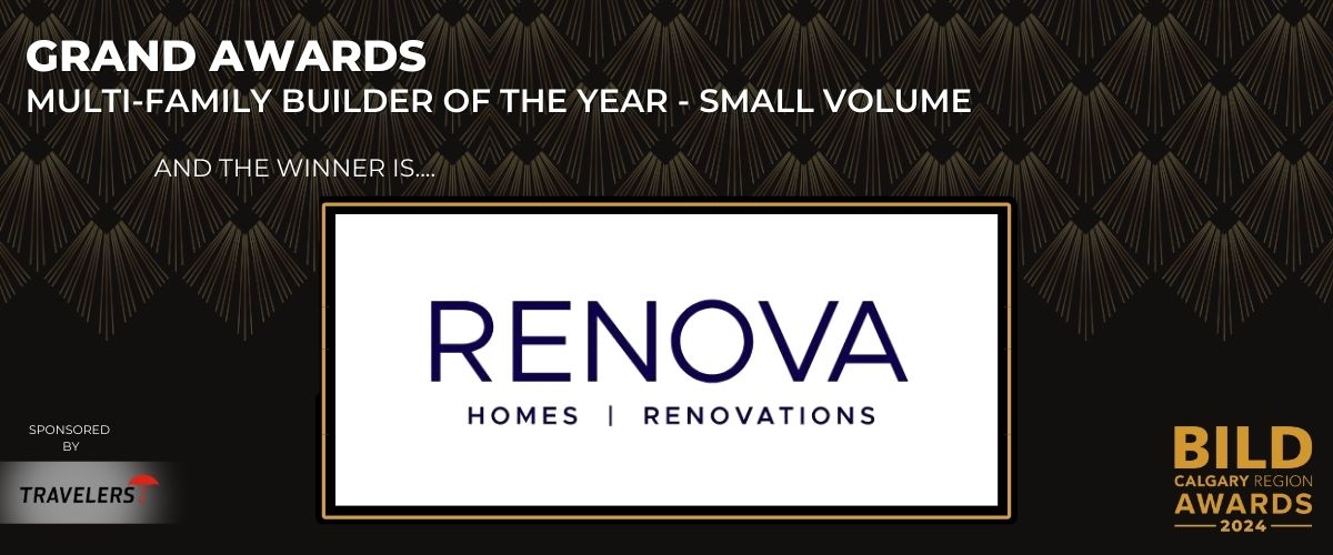 🏆 Multi-Family Builder of the Year – Small Volume – Recognizing top-tier craftsmanship in small-volume multi-family construction! Congratulations to Renova Homes &amp; Renovations! Thanks to Travelers Canada for sponsoring this award! | #BCRA2024