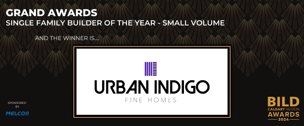🏡 Single Family Builder of the Year – Small Volume – Exceptional craftsmanship and dedication! Congrats to Urban Indigo Fine Homes! Thanks to Melcor Developments for sponsoring this award! | #BCRA2024