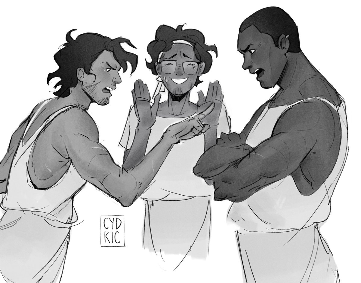 the girls are fightinggggg!!! 
#art #epicthemusical #odysseus #eurylochus #polites #fanart