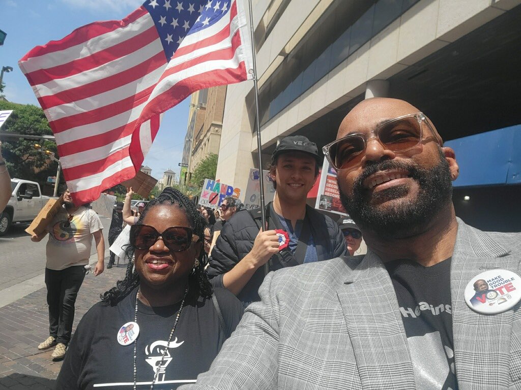 <a href="/Freedvotedaryl/">Daryl D. Jones, Esq</a> and I were honored to join the people of San Antonio, Texas for today’s awesome Hands Off rally! Here we are marching after 3+ hours of thousands marching and rallying!!