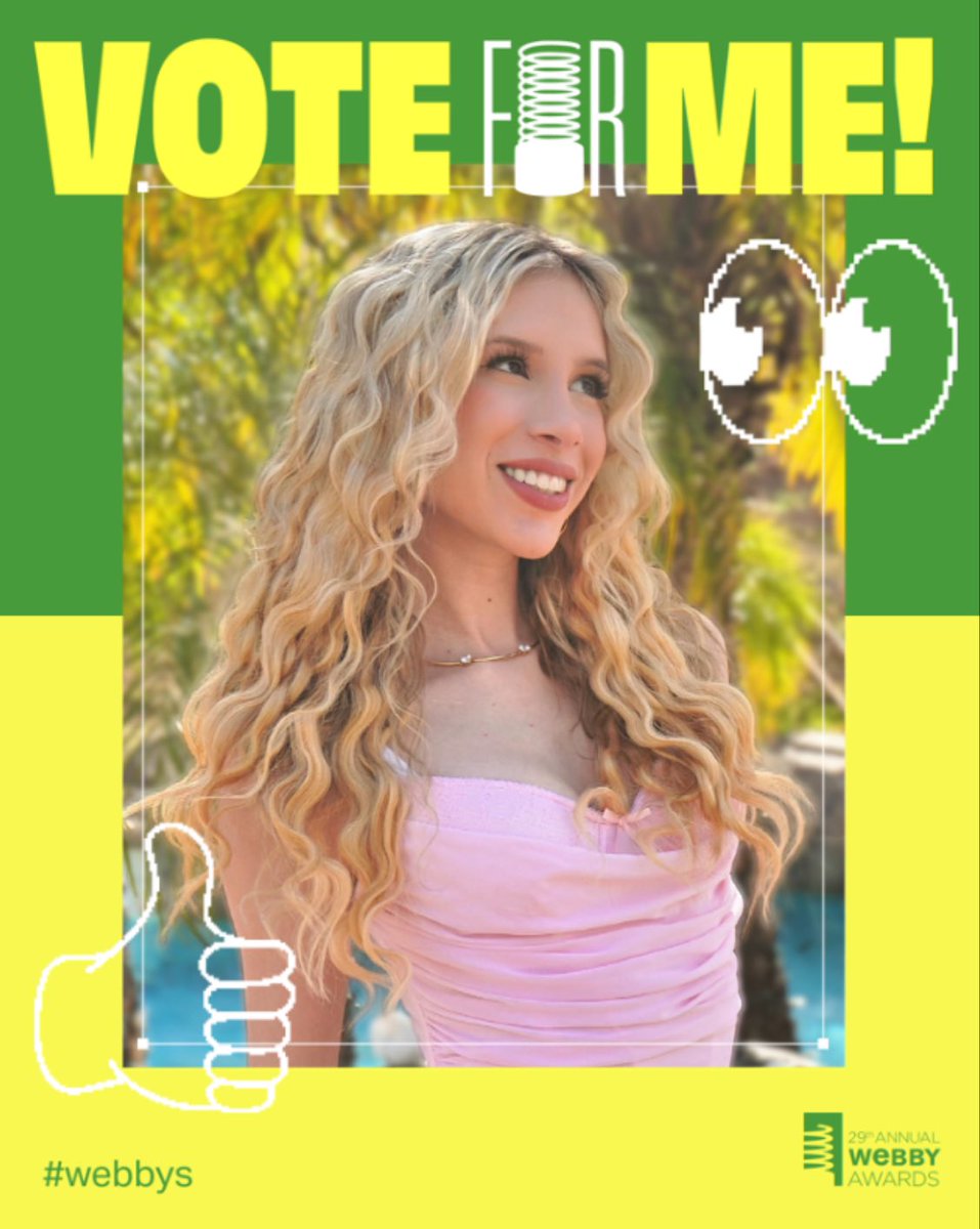 I’m excited to announce that I’m nominated for a Webby Award!! I would appreciate your support by voting for me!! And thank you for making this happen 💖 Vote here ➡️ vote.webbyawards.com/PublicVoting#/… 
#webbys