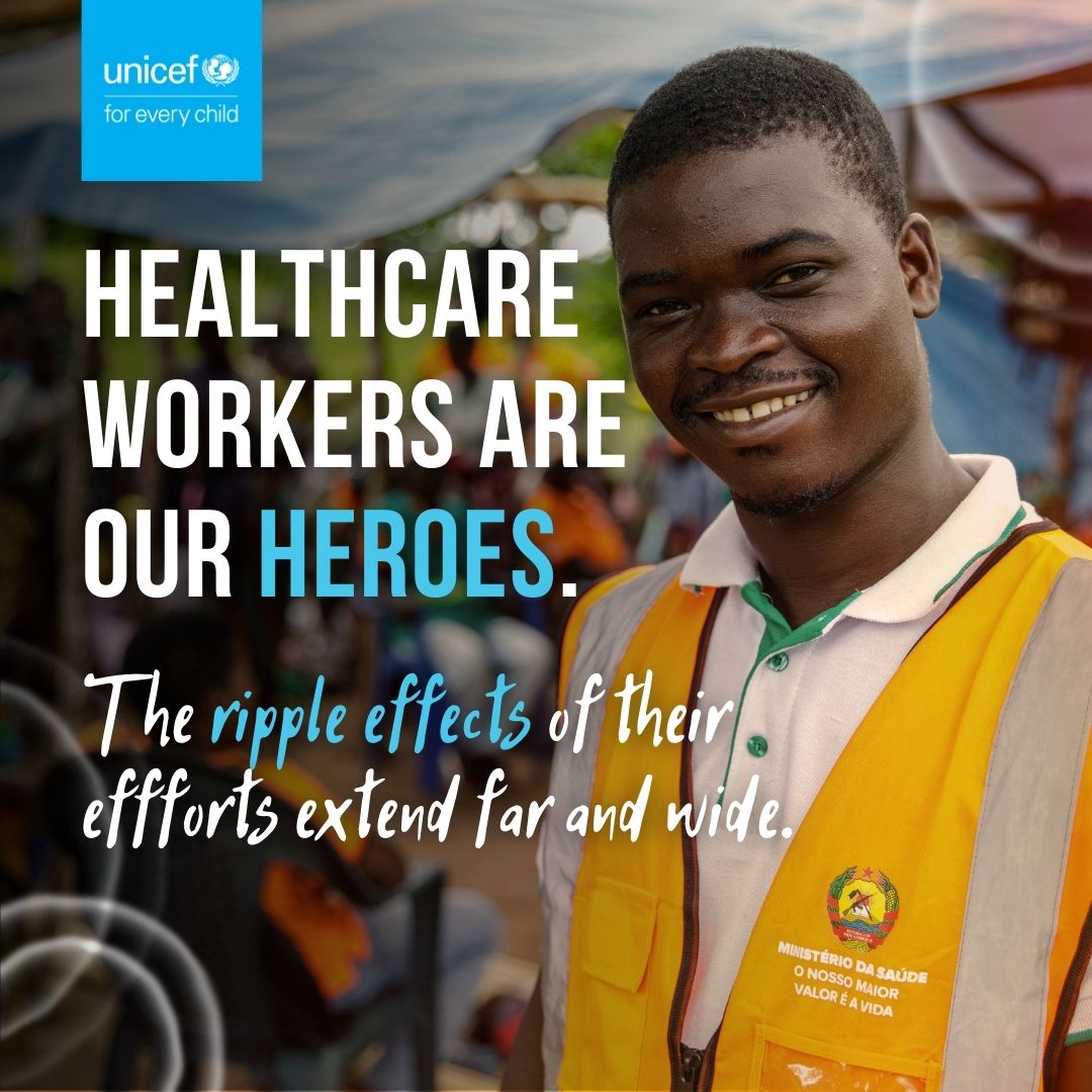 UNICEFAfrica's tweet photo. We’ve said it before, we’ll say it again: Healthcare workers are the real heroes.

From vaccinating children to protect them from diseases like polio or measles, to treating malnutrition, healthcare workers across Africa are saving children’s lives.

Thank you! #HealthcareHeroes https://t.co/4qthaiffql
