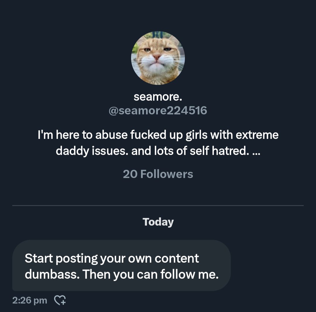 This is not in anyway how you should message someone 1st 

And coming from a person using a cat PFP that's insane