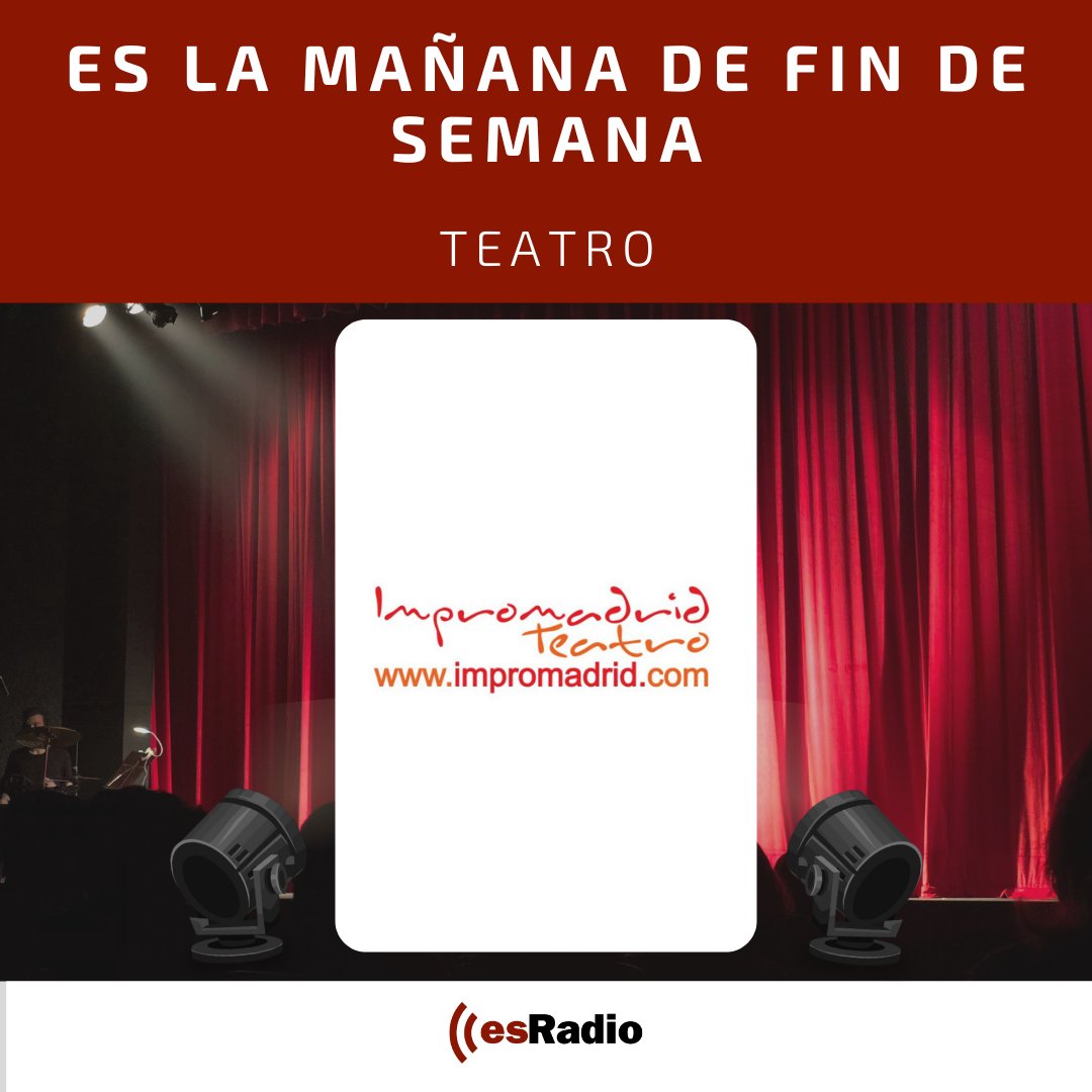 findesradio (@findesradio) on Twitter photo 🎭Se abre el telón y llega el #Teatro
Hoy conocemos <a href="/Impromadrid/">Impromadrid Teatro</a> con su cofundador y codirector Nacho Soriano.
🗣️¡En directo! Con <a href="/mdiezrovira/">María Díez Rovira</a> y <a href="/Jaume_Segales/">Jaume Segalés</a> en <a href="/esRadio/">esRadio</a> 🎭Se abre el telón y llega el #Teatro
Hoy conocemos <a href="/Impromadrid/">Impromadrid Teatro</a> con su cofundador y codirector Nacho Soriano.
🗣️¡En directo! Con <a href="/mdiezrovira/">María Díez Rovira</a> y <a href="/Jaume_Segales/">Jaume Segalés</a> en <a href="/esRadio/">esRadio</a>