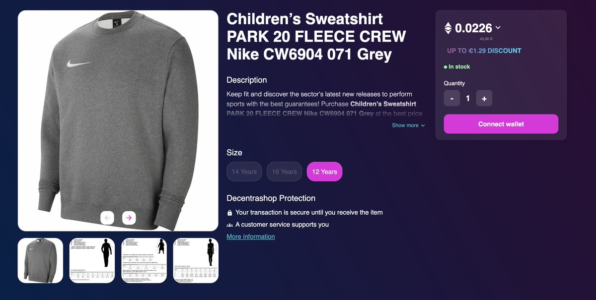 Cozy vibes only 🧸 Keep your kids comfy &amp; stylish with this Nike fleece sweatshirt — perfect for spring chills or back-to-school prep !
🛒 Available now on DecentraShop.com
#KidsFashion #CryptoShopping