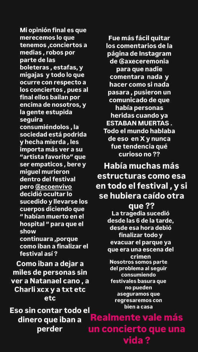 motodiabla's tweet photo. Que no quede impune la muerte de Bere y Miguel en el Parque Bicentenario AXE Ceremonia #JusticiaParaBereyMiguel #AXECeremonia @AXECeremonia @PBicentenarioMX https://t.co/Cry4OFyIFR