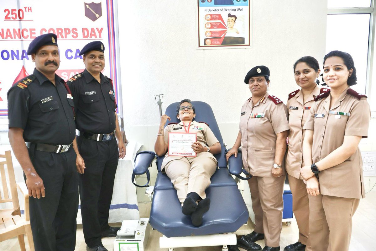 pro_defence's tweet image. #NationBuilding #VajraTuskers celebrate #250thArmyOrdnanceCorpsDay. Conducted Mega Blood Donation and awareness campaign @FerozepurMilStation
It reinforces the bond between soldiers and citizens reflecting a strong commitment to national service @adgpi
@westerncomd_IA