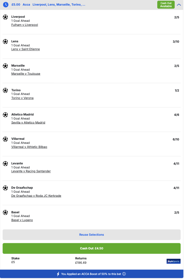 FootyAccums's tweet photo. 🙌 TODAY'S 38/1 ONE-GOAL AHEAD ACCA!

❤️ IF this wins, we will give away £50 to someone who LIKES THIS & £50 to someone who REPOSTS it!

👇 BEST PRICED at BoyleSports:
https://t.co/nuFFrBXmAW

🤝 Bet £10 & get £30 in FREE BETS, PLUS a £10 CASINO bonus when you join!

✅ Selection lands if the team goes 1 goal ahead at ANY point.

#Ad | GambleAware | 18+ | New Customer Offer | Always Gamble Responsibly
