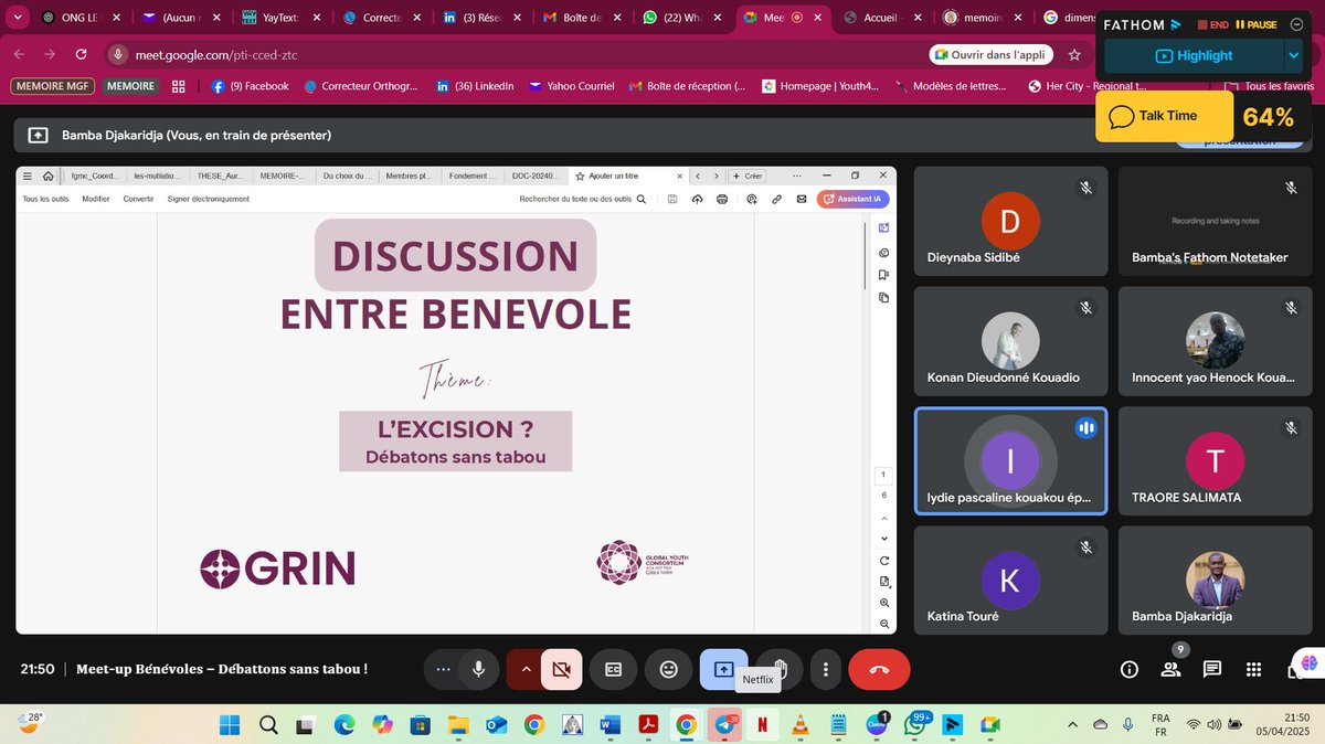 LEGRIN225's tweet image. Le 5 avril, LE GRIN a réuni des jeunes de Côte d’Ivoire, Guinée & Sénégal pour débattre des MGF.
Entre défis, réalités locales et solutions communautaires : une jeunesse mobilisée pour dire NON aux violences faites aux filles ! #Unite2EndFGM
#EndFGM