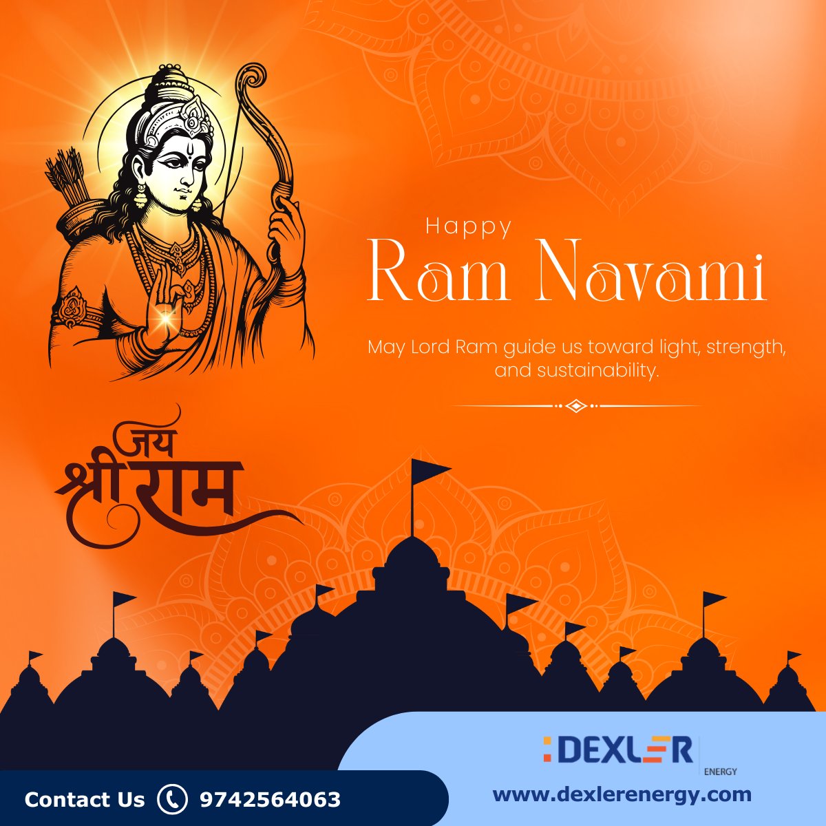 dexlerenergy's tweet photo. This Ram Navami, Choose the Power of the Sun with Dexler Energy!

As we celebrate the birth of Lord Ram — a symbol of truth, strength, and light — let's take a step toward a brighter, greener tomorrow.

#RamNavami2025 #DexlerEnergy #GoSolar #OpenAccessSolar #SolarForBusiness https://t.co/vfjuAB0ser