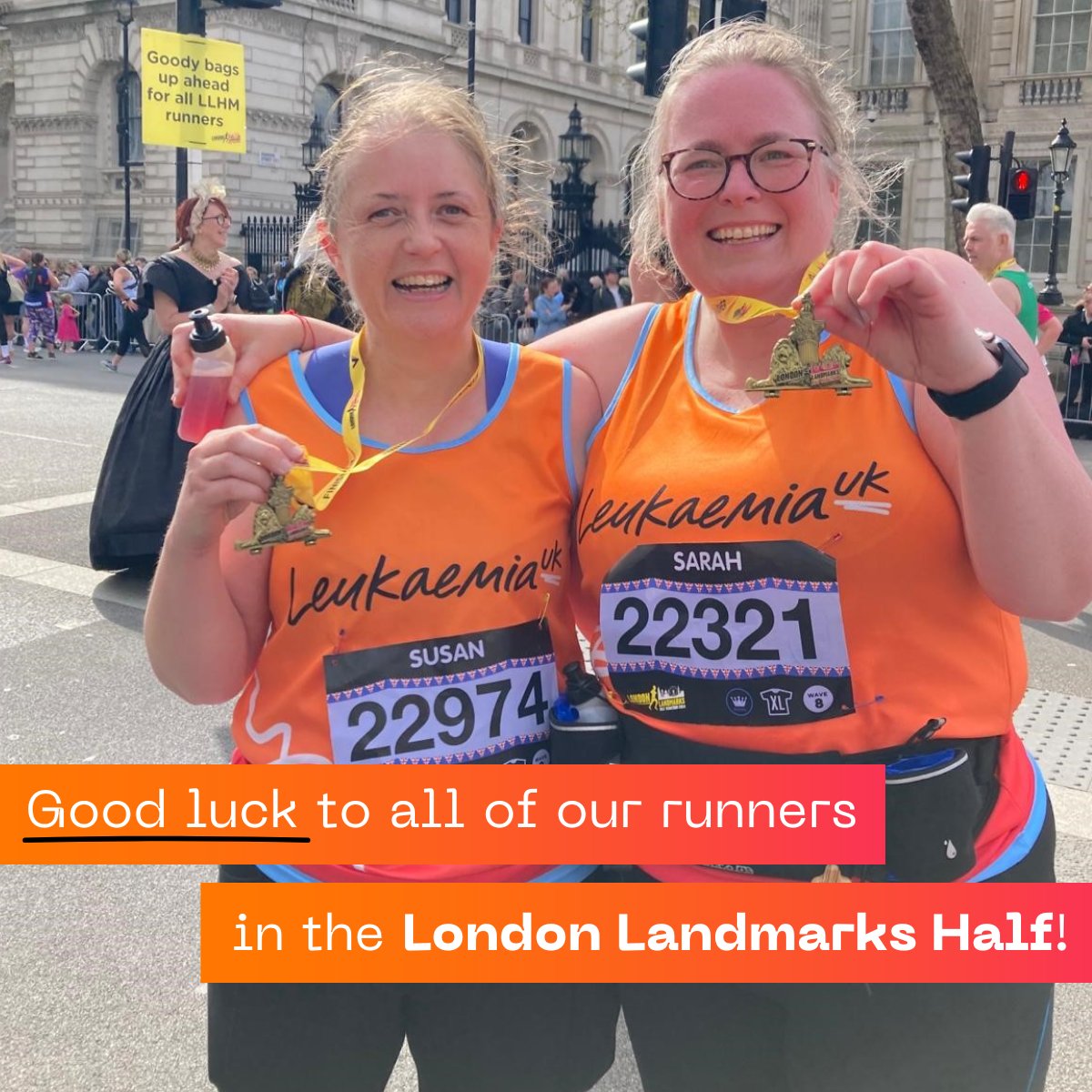 LeukUK's tweet photo. Good luck to our fantastic team of runners in the London Landmarks Half Marathon today, all raising vital funds for life-saving leukaemia research. 🧡

We’re behind you all the way! 💪

@‌LLHalf #LLHM #LondonLandmarks #LondonLandmarksHalf https://t.co/mph8AB0JX6