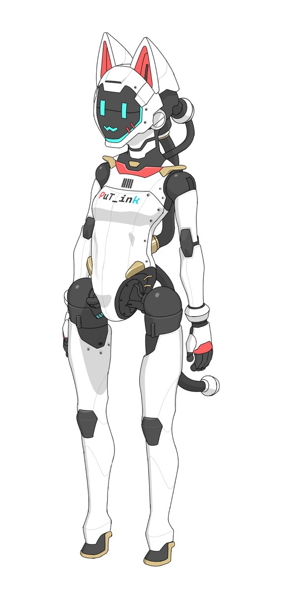 「卓上ネコ型ロボットの落書きです。清書してみました。 」|本間きみか🧸👜💐のイラスト