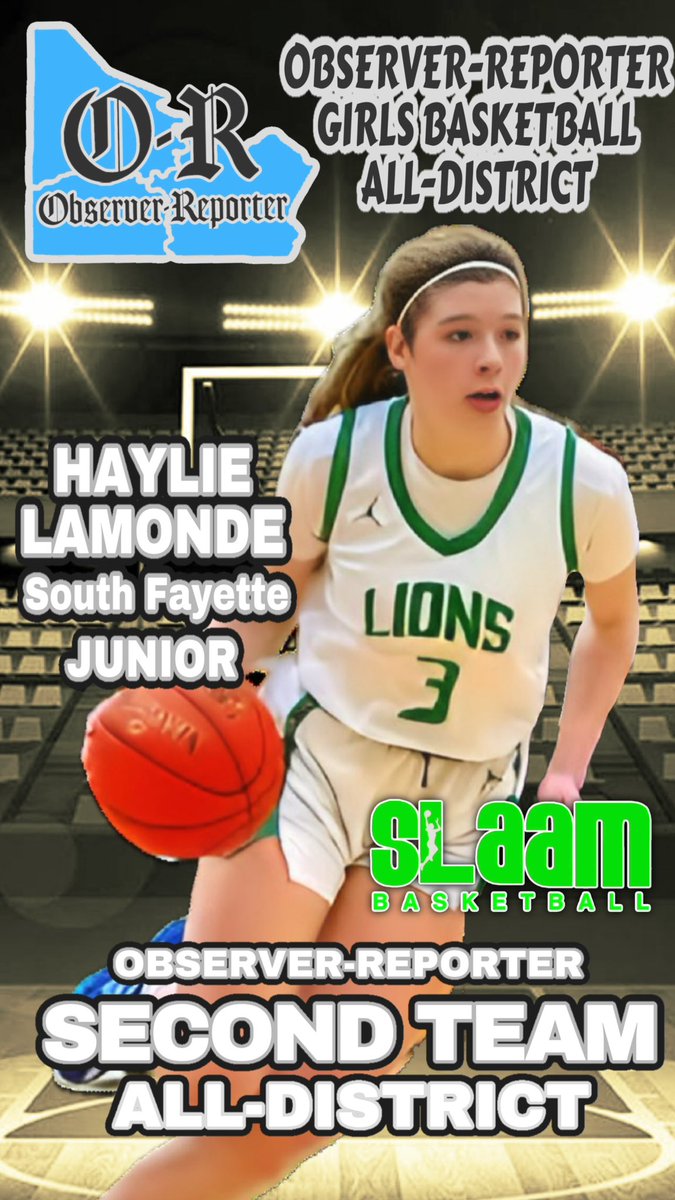 slaambasketball (@slaambasketball) on Twitter photo Huge congrats to our 3 SLAAMFam stars named to the <a href="/oronline/">Observer-Reporter</a> ALL-DISTRICT TEAM!
SECOND TEAM:
<a href="/BorellaLauren/">Lauren Borella</a>
<a href="/HaylieLamonde/">Haylie Lamonde</a>
<a href="/taymccullough23/">Taylor McCullough | 2028 | PTHS</a>
Let’s gooo!
<a href="/slaam2026jamal/">SLAAM 2026 Woodson</a> <a href="/Slaam26Norman/">SLAAM26NORMAN</a> <a href="/SLAAMCOACHSTEVE/">Coach Stephen</a> <a href="/SLAAM2028Binion/">SLAAM U15 P24</a> Huge congrats to our 3 SLAAMFam stars named to the <a href="/oronline/">Observer-Reporter</a> ALL-DISTRICT TEAM!
SECOND TEAM:
<a href="/BorellaLauren/">Lauren Borella</a>
<a href="/HaylieLamonde/">Haylie Lamonde</a>
<a href="/taymccullough23/">Taylor McCullough | 2028 | PTHS</a>
Let’s gooo!
<a href="/slaam2026jamal/">SLAAM 2026 Woodson</a> <a href="/Slaam26Norman/">SLAAM26NORMAN</a> <a href="/SLAAMCOACHSTEVE/">Coach Stephen</a> <a href="/SLAAM2028Binion/">SLAAM U15 P24</a>