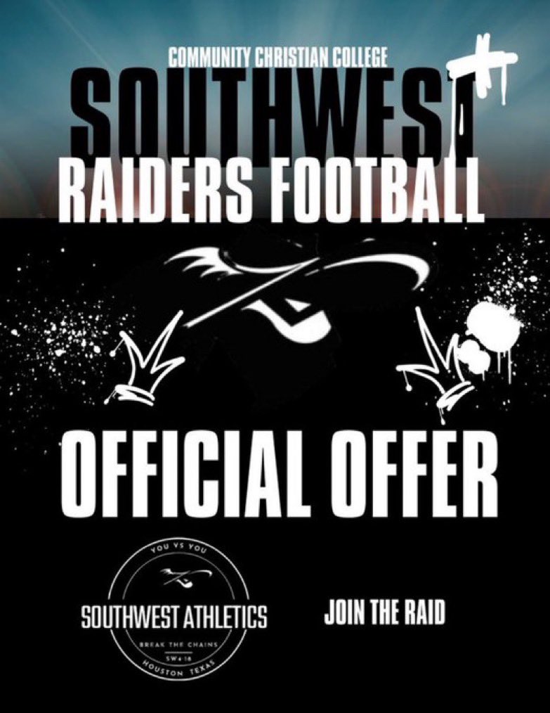 After a great conversation with <a href="/CoachGallo7/">Shock Tha W🌍RLD‼️</a>, I am blessed and grateful to say I have received my fourth offer to play at the next level! #AGTG #Jesusisking <a href="/SWRaidersFB/">C.C.C Southwest Raiders Football</a>