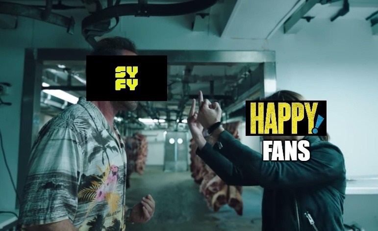 SaveHappyNow's tweet image. All of us to SYFY when they cancelled Happy!

So all of us are in the same boat here.

#SaveHappy #SaveC hucky