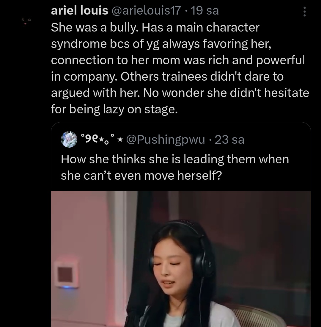 hiladiesmuwh's tweet image. the fact that jennie gets dragged for things that have no real basis and are purely made up assumptions is insane.. like when it comes to her people write wattpad stories and they get thousands of like😭 she's truly the main character and the villain of kpop