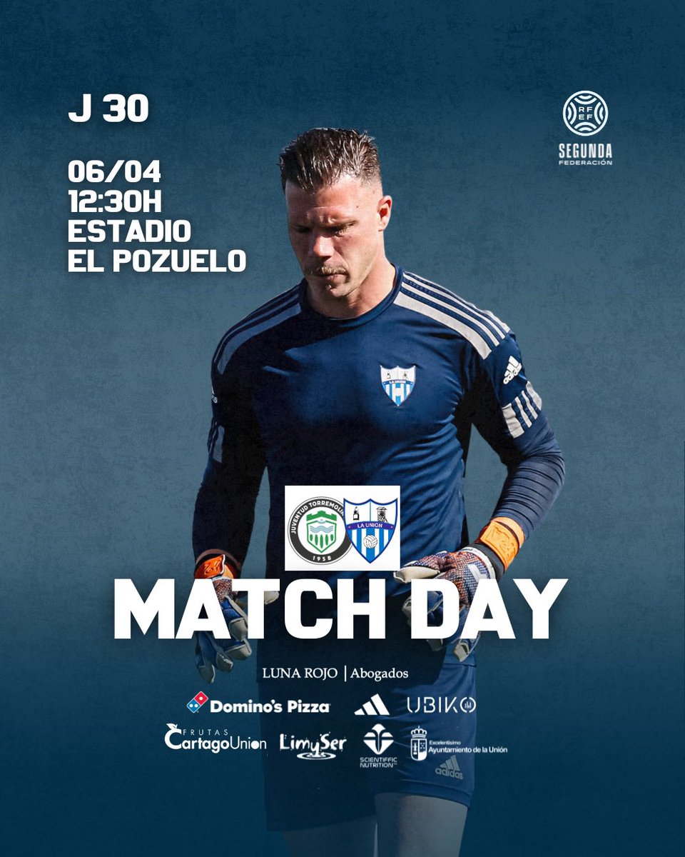 FC La Unión Atlético (@fclaunionatl) on Twitter photo | 𝐌𝐀𝐓𝐂𝐇 𝐃𝐀𝐘 |
🏆 JORNADA 30
🗓️ 06/04
⏰ 12:30H
🆚 <a href="/JTorremolinosCF/">Juventud Torremolinos CF</a>
🏟️ Estadio El Pozuelo
📺 <a href="/FootballClub/">FootballClub</a>
#TorremolinosLaUnión 💙🤍 | 𝐌𝐀𝐓𝐂𝐇 𝐃𝐀𝐘 |
🏆 JORNADA 30
🗓️ 06/04
⏰ 12:30H
🆚 <a href="/JTorremolinosCF/">Juventud Torremolinos CF</a>
🏟️ Estadio El Pozuelo
📺 <a href="/FootballClub/">FootballClub</a>
#TorremolinosLaUnión 💙🤍