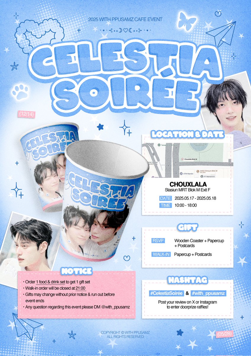 with_ppusamz's tweet image. 2025 WITH PPUSAMZ CAFE EVENT

𐙚⋆°｡⋆♡ Celestia Soirée ♡⋆｡°⋆𐙚

♥︎ CHOUXLALA Blok M
♥︎ 2025.05.17 ~ 2025.05.18

RSVP LINK: bit.ly/Ppusamz_Cafe

#KIMJIWOONG #김지웅 #キムジウン #金地雄 #SEOKMATTHEW #석매튜 #ソクマシュー #石馬修 #PPUSAMZ #뿌삼즈 #プププズ…