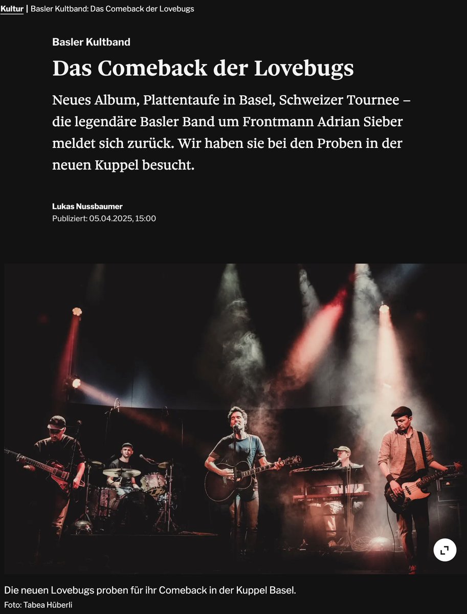 Lovebugs (@lovebugsmusic) on Twitter photo Toller Artikel in der aktuellen <a href="/bazonline/">Basler Zeitung</a> 💛 In ganzer Länge hier 👉 bazonline.ch/basler-kultban… Toller Artikel in der aktuellen <a href="/bazonline/">Basler Zeitung</a> 💛 In ganzer Länge hier 👉 bazonline.ch/basler-kultban…