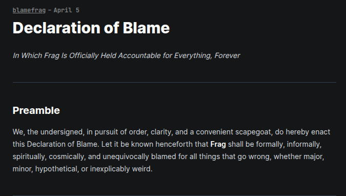 frag_dude's tweet image. BREAKING!!!

The &quot;Declaration of Blame&quot; has officially passed #BlameDAO governance.

&quot;Uuuuuh - Text proposals are not enforcable&quot;, I hear you moan.

#TerraClassic may be not be able to enforce Text proposals.

#BlameDAO is.