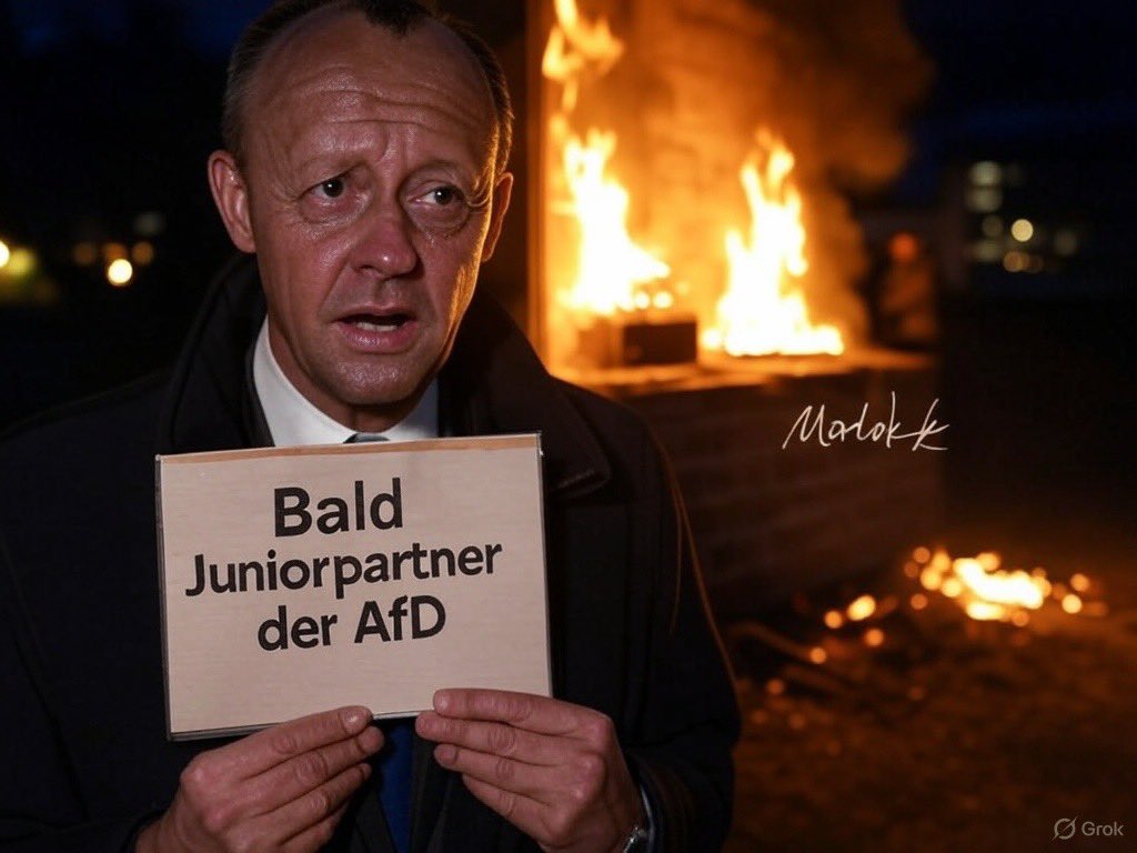 Die Zeit arbeitet gegen Kriegrich Merz. 
Er hat gar keine Wahl, er MUSS mit der SPD koalieren. 
Diese wiederum wird ihre Forderungen durchsetzen. 

Und was kommt am Ende raus?
Aber ohne Merz. 😎