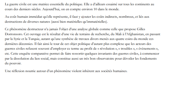 4. Gilles Dorronsoro, Le plus grand des maux. Sociologie des guerres civiles.
En librairie le 17 avril.