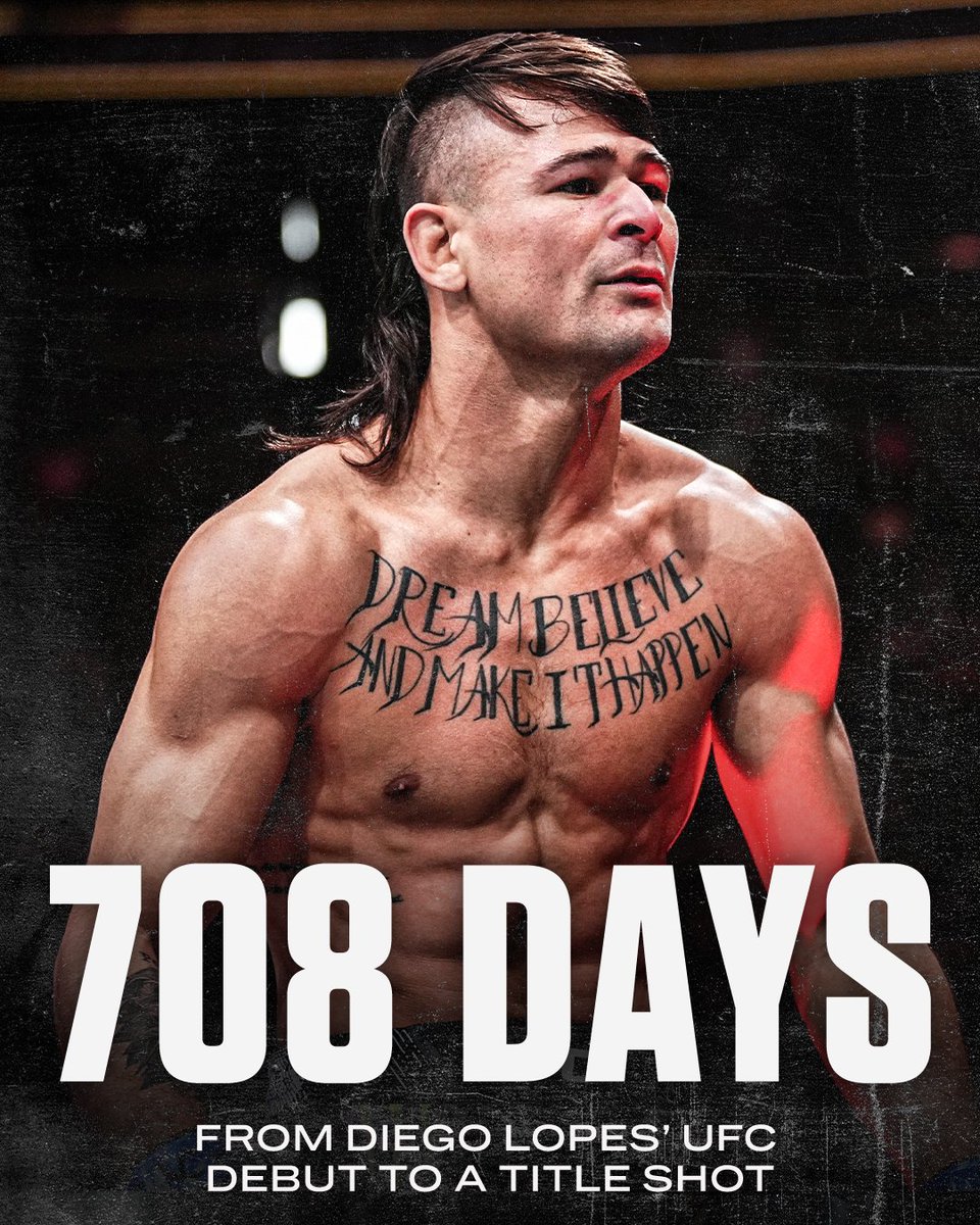 Diego Lopes' went from a short notice replacement in his UFC debut to a title shot in less than two years 🤯 

His rise has been special to witness ⭐ #UFC314