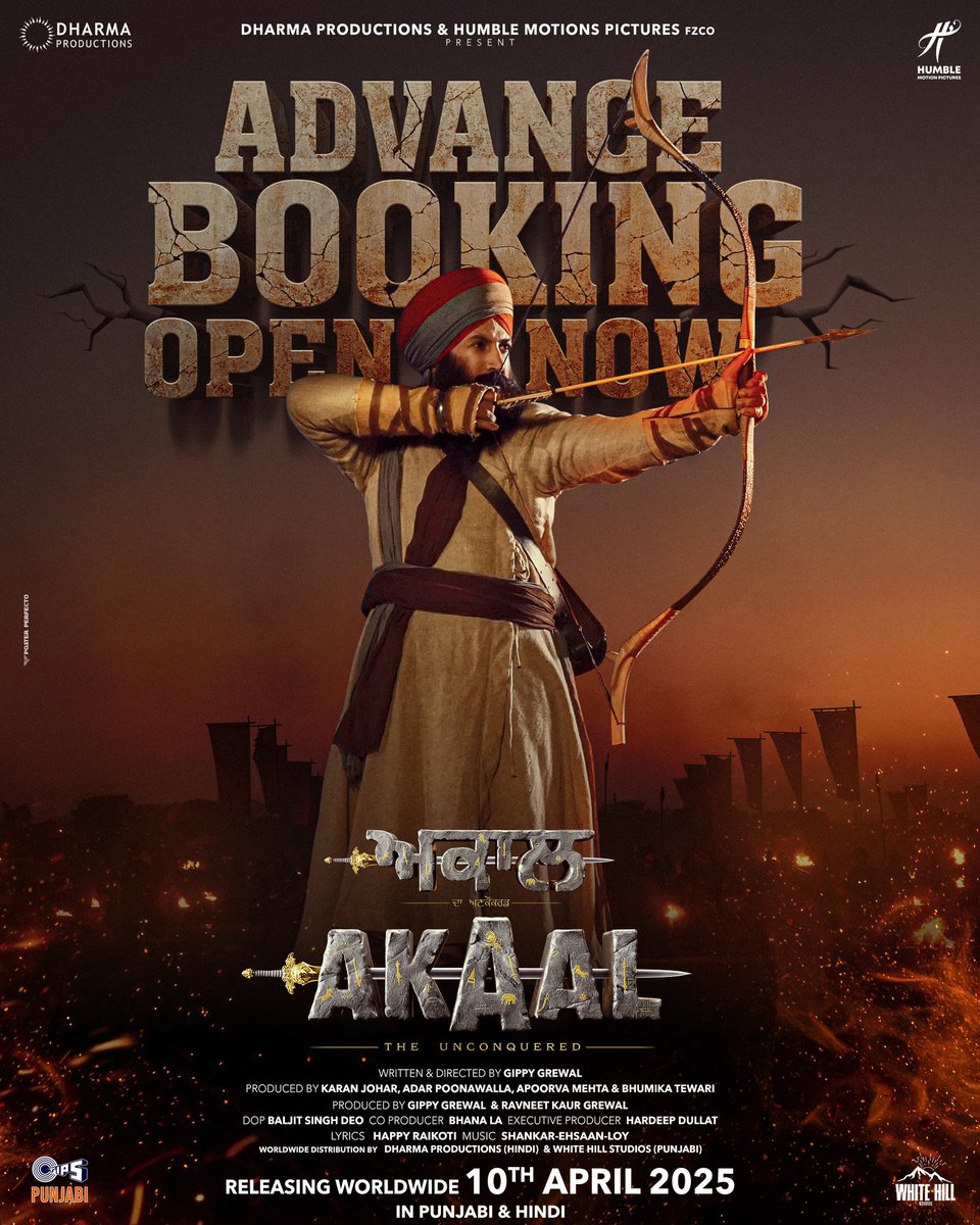 DharmaMovies's tweet image. Witness the Singhs roar on the big screen!🔥
#AKAAL ADVANCE BOOKING OPEN NOW.
🔗- link.district.in/DSTRKT/phakaal

Releasing in Punjabi and Hindi worldwide, in cinemas on 10th April, 2025
