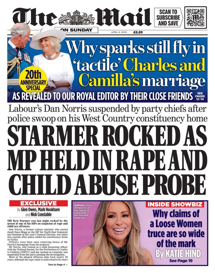 Today’s front page - after the MoS broke the story last night.