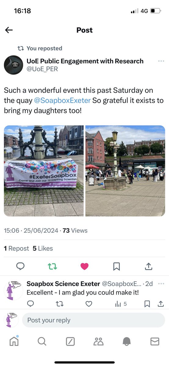 We are sadly not holding a soapbox science Exeter event this year due to budget cuts. 

We are committed to helping women scientists &amp; will raise sponsorship to hold a 2026 event

We are also leaving this social media platform over the next few weeks. 

Sariqa, Safi and Ana