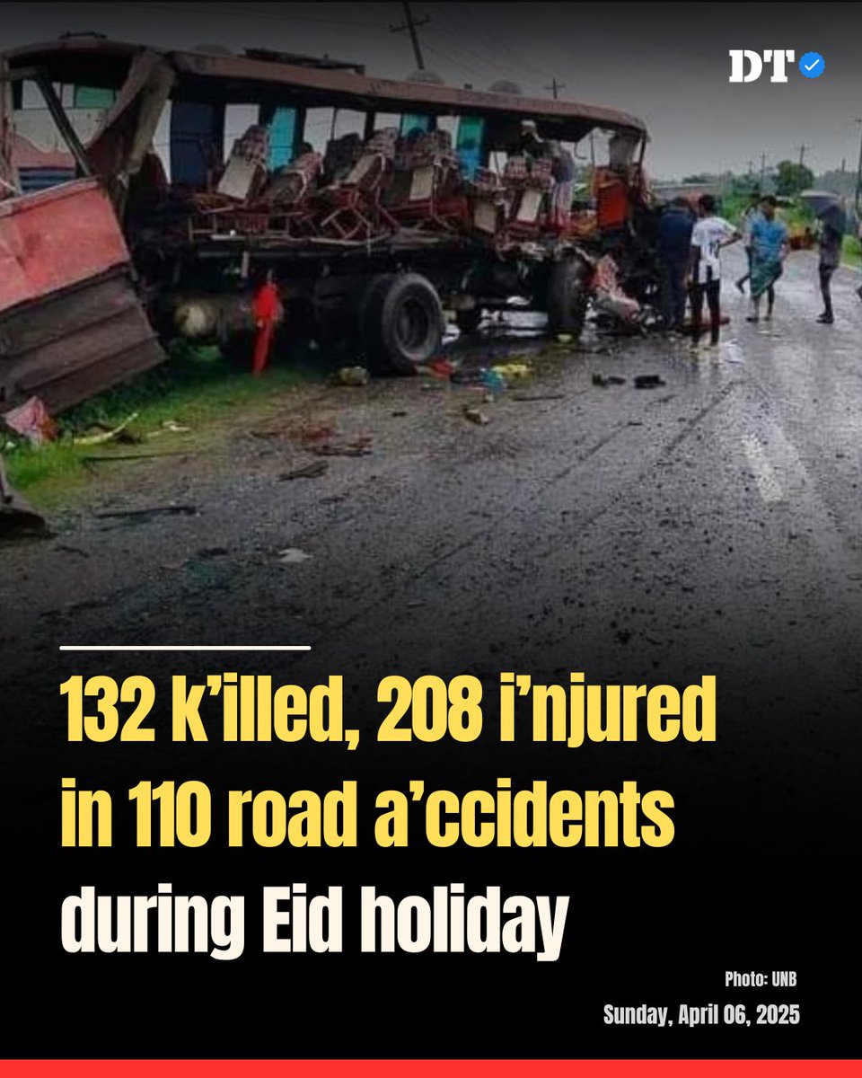 DhakaTribune's tweet photo. Dhaka Division saw the highest number of f'atalities
Details: https://t.co/MAIMEWl5Ew
#DhakaTribune #EidAccidents #RoadSafety #BangladeshNews #TrafficDeath #BRTAReport https://t.co/wVa1K4nnOv